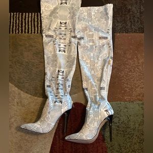 New paper thigh high heels